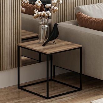 Dmora Mesa De Centro Tricase, Forma Cuadrada, Tapa En Madera Nobilitada, Estructura Color Nogal, 52x50x50h Cm Marr&oacute;n Nogal