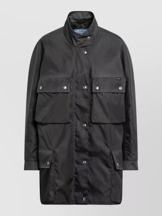 Prada long jacket high collar flap pockets