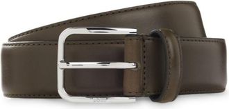 BOSS Leather business belt with polished silver buckle