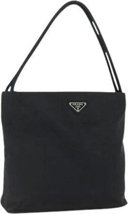 Prada Pre-owned Shoulder Bags, female, Black, Size: ONE SIZE Pre-owned Nylon Shoulder Bag