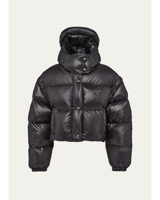 Prada Re-Nylon Transformable Hooded Down Jacket