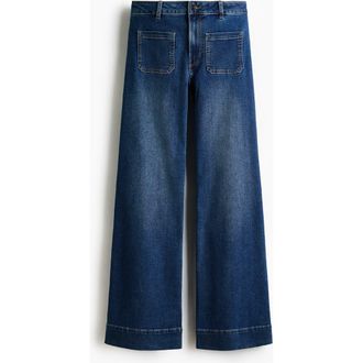 H&M Wide High Waist Jeans in Dark Denim Blue at Nordstrom, Size 10