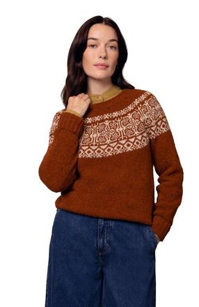Celtic & Co. Donegal Fair Isle Yoke Sweater in Rust at Nordstrom, Size X-Large