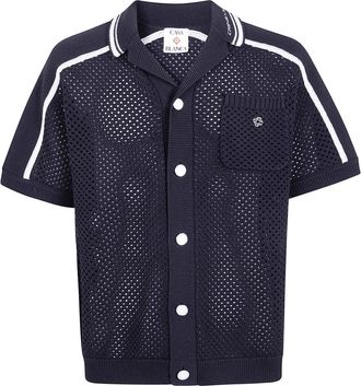 Casablanca Short Sleeve Mesh Shirt - Heren - Korte mouwen Overhemden - Zwart - L - Katoen - Overhemden