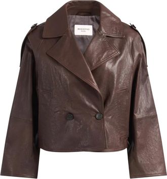 Max Mara Wkdfelino Boxy Double-Breasted Jacket - Dames - Leren en Su&egrave;de Jassen - Bruin - 2XS - Leer - Jassen