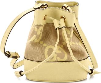 Gucci Ophidia Jumbo GG Canvas with Leather Mini bucket bag - Geel