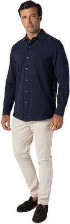 Robert Talbott Foster Long Sleeve Knit Shirt in Navy at Nordstrom, Size Xx-Large