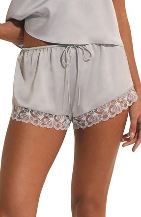 Etam Naeva Lace Trim Satin Pajama Shorts in Oxygen at Nordstrom, Size X-Large