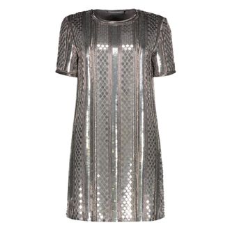 Alberta Ferretti Alberta Ferretti, Short Dresses, female, Gray, Size: 2XS Sparkling Sequin Mini-Dress