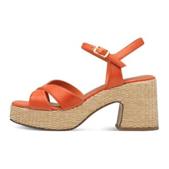 Tamaris Schoenen, Dames, Oranje, 38 EU, Leer, Leren Sandalen met Hak