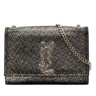 Saint Laurent Pre-owned Saint Laurent Small Metallic Chevron Calfskin Monogram Kate Crossbody Ladies PMR220A6LE3PAD3A