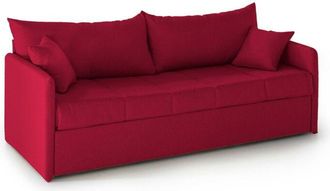 Dmora Dmora - Sof&aacute; Cama 3 Plazas Avellana, Sof&aacute; Convertible Para Sal&oacute;n, Acolchado, Desenfundable, Calidad 100% Made In Italy, 205x86 H80 Cm, Rojo