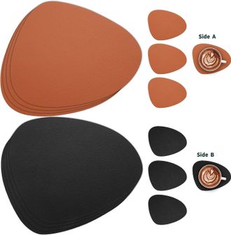 OEM Posavasos De Cuero Y Vidrio, Posavasos De Pl&aacute;stico Antideslizantes De Doble Cara, Lavables E Impermeables (negros Y Marrones)