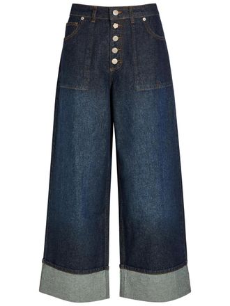 Damson Madder Gigi Turn-up Wide-leg Jeans - Indigo - 32 (W32 / UK14-16 / L)