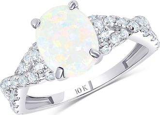 MAX + STONE Solid 10k Yellow or White Gold Gemstone Oval Cut Birthstone Ring