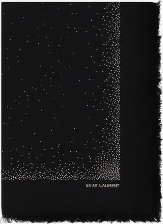 Saint Laurent Grosses Modal- und Kaschmirhalstuch mit Tupfen YSL
