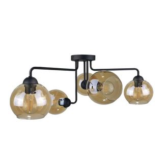 Netlighting Monde Multi Arm Semi Flush Ceiling Light Black 70cm 5x E27
