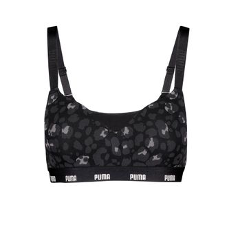 Puma Sport-Bustier PUMA WOMEN PRINTED PADDED TOP, Damen, Gr. XL, N-Gr, schwarz (schwarz combo), Obermaterial: 95% Baumwolle, 5% Elasthan, animal-print, gem
