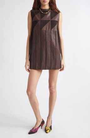 Versace Leather Patchwork Minidress in Burnt at Nordstrom, Size 42