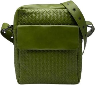 Bottega Veneta Pre-owned Cross Body Bags, female, Green, Size: ONE SIZE Pre-owned Woven Nappa Crossbody Bag