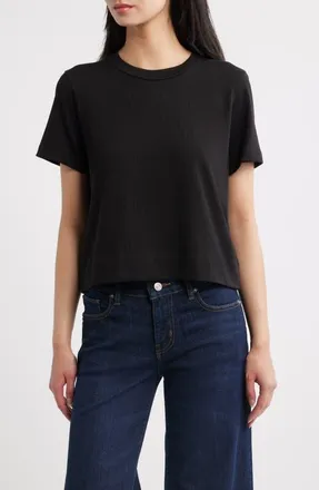 Frame Denim The Boxy Crop T-Shirt in Black at Nordstrom, Size X-Small