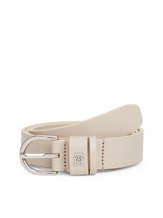 Tommy Hilfiger Lederg&uuml;rtel TOMMY HILFIGER ESSENTIAL EFFORTLESS 2.5 cm breit SILVER, Damen, Gr. 100, beige (classic beige), Rindsleder, G&uuml;rtel Lederg&uuml;rtel, Einfachdor
