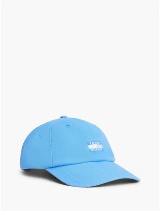 Tommy Hilfiger Womens Tonal Flag Logo Canvas Baseball Cap - Blue Spell