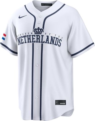Nike Netherlands National Baseball Team 2026 World Baseball Classic Nike Mens Stadium Jersey in White | RE260GZQWBN-UFA