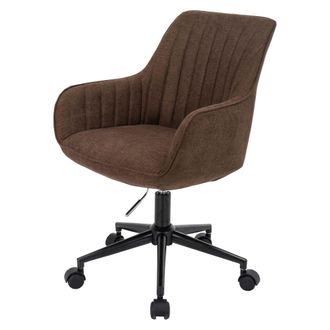 Hhg [nunca Usado] Silla De Oficina Hhg-014, Silla Giratoria Silla De Escritorio Sill&oacute;n, Tela/textil Con Reposabrazos, Marr&oacute;n