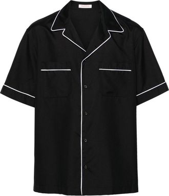 Valentino Garavani piped-trim silk shirt - men - Silk - 46 - Black