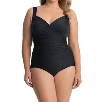 Miraclesuit Plus Size Sanibel Surplice One Piece Swimsuit In Black