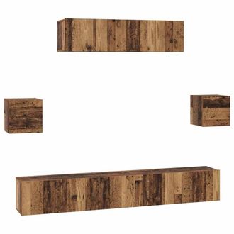 Berkfield Home TV Cabinet Set 7 pcs Old wood 80 x 30 x 30 cm Engineered wood in Brown