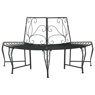 vidaXL Banco De &Aacute;rbol 4-n&uacute;mero De Plazas 160 X 80 X 89 Cm Acero Negro Vidaxl