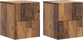 vidaXL Mesita De Noche De Pared 2 Uds. Madera Envejecida Vidaxl