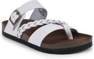 White Mountain Hazy Leather Footbed Sandal in White/leather at Nordstrom Rack, Size 10