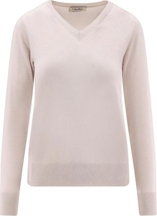 Max Mara Idoneo Sweater - Dames - V-hals truien - Wit - M - Wol - Truien & Vesten