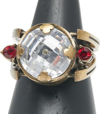 Dior Gold Red Color Gold Plating Band Ring (Pre-Owned)