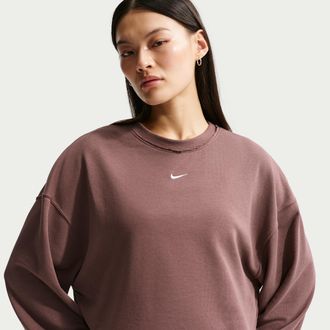 Nike Womens Nike Sportswear Chill Terry Oversized French Terry Crew-Neck Sweatshirt in Purple | IF0228-502