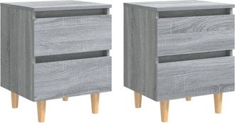 vidaXL Vidaxl - Mesitas de noche 2 uds patas de madera gris Sonoma 40x35x50 cm