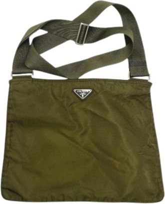 Prada Pre-owned Vintage Nylon Shoulder Bag - Dames - Vintage Schoudertas - Groen - ONE Size - Nylon - Vintage