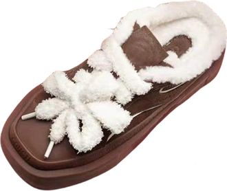 Generic Ladies Slippers Size 5 Uk Terry Slip On Winter for Ladies Indoor House Closed Toe Plush Fleece Lined Flat Winter Christmas Gifts