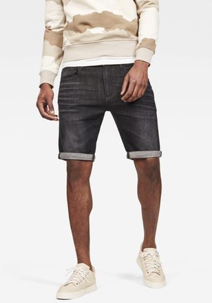 G-Star Shorts G-STAR 3301 Slim 1/2, Herren, Gr. 30, N-Gr, grau, Denim/Jeans, Obermaterial: 97% Baumwolle, 3% Elasthan, Abriebeffekte, schmal kniefrei, Hosen 