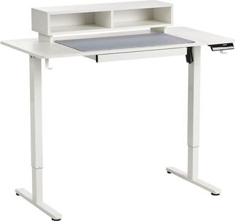 Beliani Electric Adjustable Desk White Tabletop Steel Frame and Legs 120 x 60 cm Stand and Sit Mouse Pad Modern Design LUCAMA