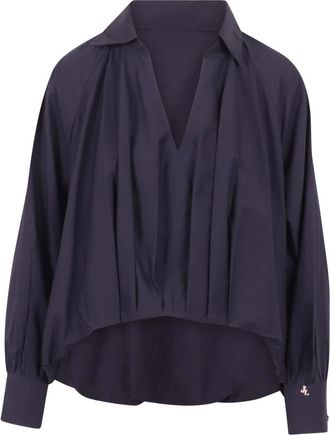 Jovonna London V-hals Blouse - Dames - Blouses - Blauw - S - Overhemden