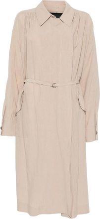 Eleh Belted Beige Trench Coat With Notched Lapels