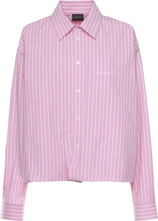 Balenciaga Overhemden, Dames, Roze, M, Katoen, Gestreepte Katoenen Blouse