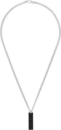Gucci Tagketting in sterling zilver en zwart rubberen tag _lengte 50/55 cm - Dames - Kettingen - Grijs - ONE Size - Accessoires