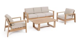 Outdoor Living Conjunto de sal&oacute;n de aluminio con cojines de polipropileno natural