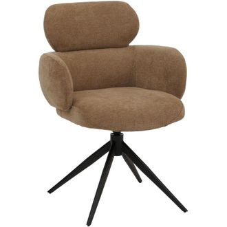 Hhg Hhg - Nunca Usado] Silla De Comedor 259, Silla De Cocina Tapizada, Giratoria Con Retorno Autom&aacute;tico, Tela (310 G/m&sup2;) Chenilla &Ouml;ko-tex, Marr&oacute;n Claro