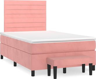 vidaXL Vidaxl - Cama Box Spring Con Colch&oacute;n Terciopelo Rosa 120x190 Cm